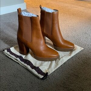 Tory Burch Tan Leather Heeled Boots